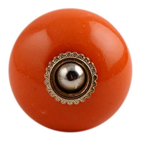 Orange Round Golden Fitting Ceramic Knob